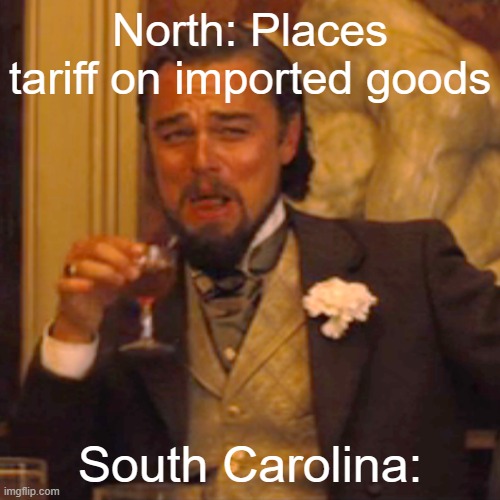 Tariff of 1828 | North: Places tariff on imported goods; South Carolina: | image tagged in memes,laughing leo | made w/ Imgflip meme maker