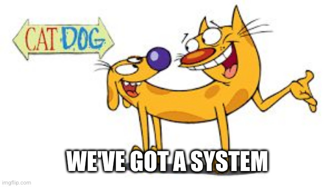 CatDog | WE'VE GOT A SYSTEM | image tagged in catdog | made w/ Imgflip meme maker