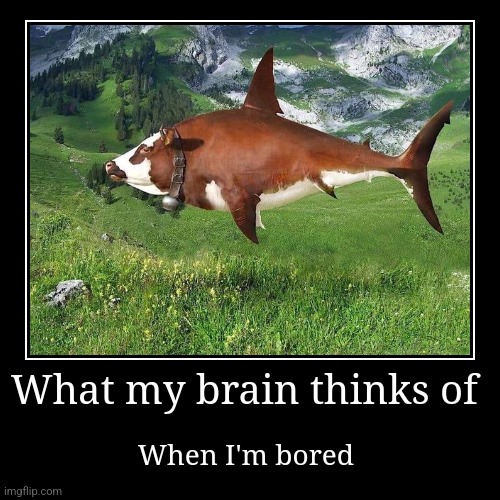 When I'm bored | What my brain thinks of | When I'm bored | image tagged in funny,demotivationals,boredom | made w/ Imgflip demotivational maker