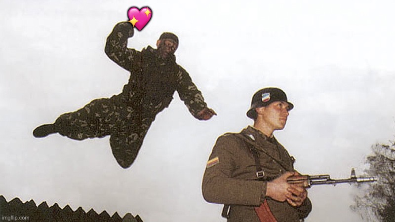 Soldier jump spetznaz | ? | image tagged in soldier jump spetznaz | made w/ Imgflip meme maker