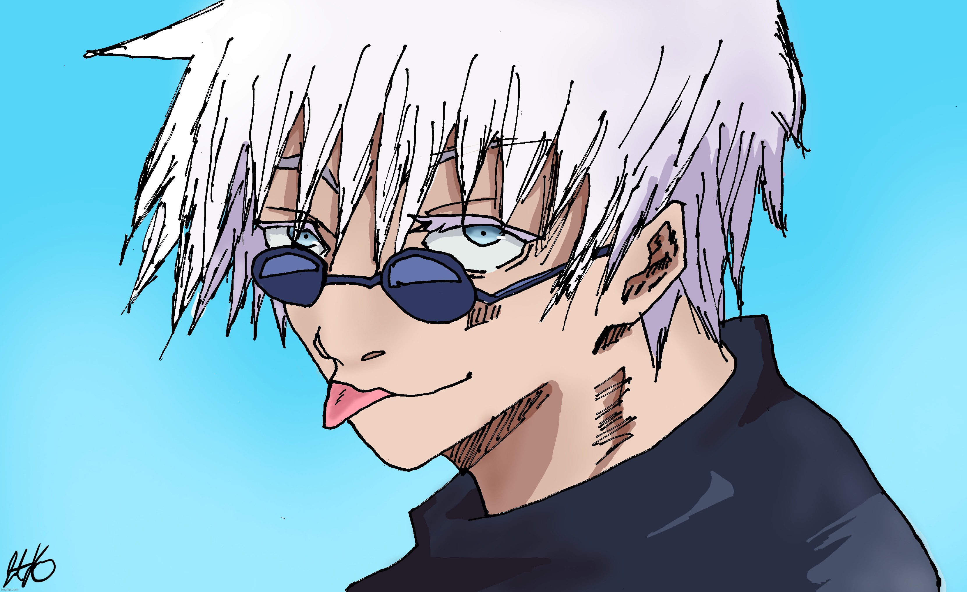 Gojo Blep Colorized | made w/ Imgflip meme maker