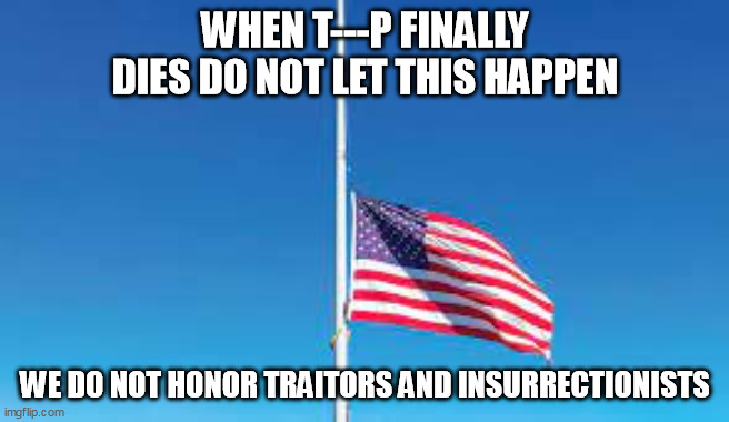 Don't let it happen | WHEN T---P FINALLY DIES DO NOT LET THIS HAPPEN; WE DO NOT HONOR TRAITORS AND INSURRECTIONISTS | made w/ Imgflip meme maker