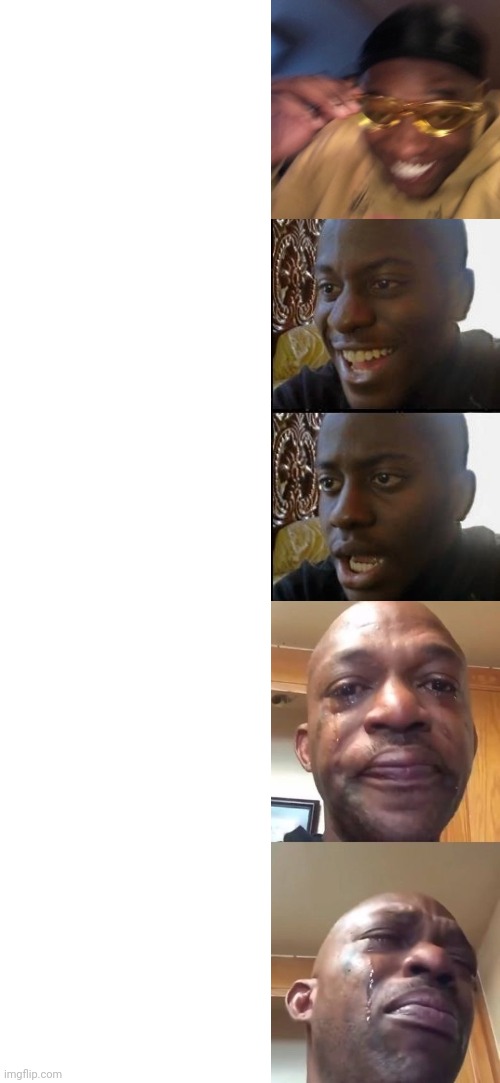 High Quality Happy black guy to Crying black guy Blank Meme Template