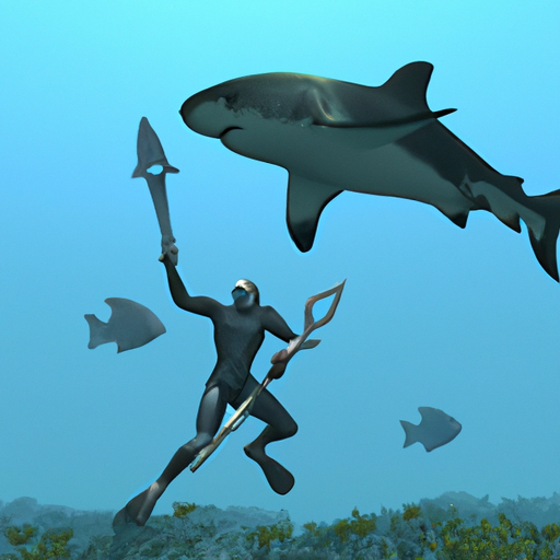 diver fighting a shark with a sword Blank Meme Template