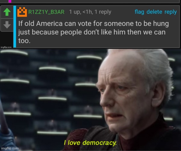 Ew | image tagged in i love democracy | made w/ Imgflip meme maker