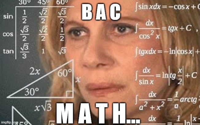 maths bac tunisie | B A C; M A T H... | image tagged in maths meme | made w/ Imgflip meme maker