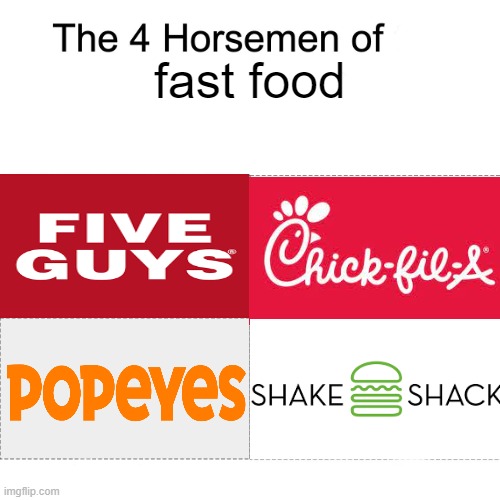 fast food | fast food | image tagged in four horsemen | made w/ Imgflip meme maker