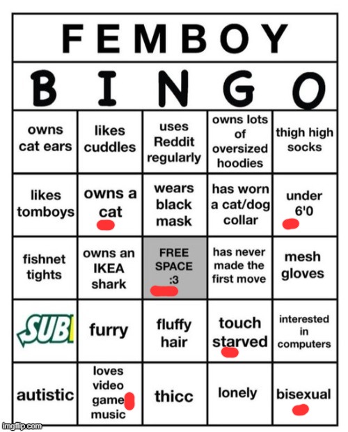 Remember guys, be a winner, not a loser | image tagged in femboy bingo | made w/ Imgflip meme maker