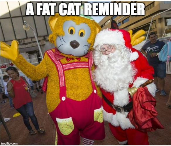 Fat CAT Santa Reminder | A FAT CAT REMINDER | image tagged in fat cat,xmas,timesheet reminder,cats | made w/ Imgflip meme maker