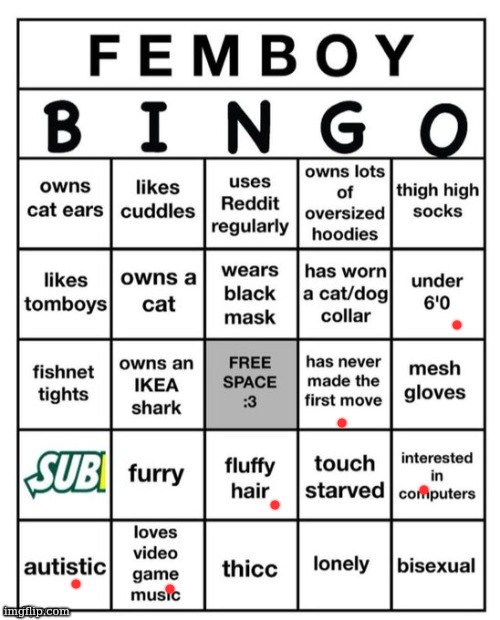im only 15 I aint 6'0 | image tagged in femboy bingo | made w/ Imgflip meme maker