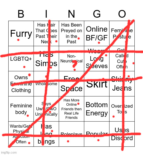 Femboy Bingo | image tagged in femboy bingo | made w/ Imgflip meme maker