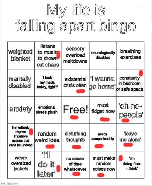 "Goodbye everyone, I'll see you all in therapy" | image tagged in my life is falling apart bingo | made w/ Imgflip meme maker