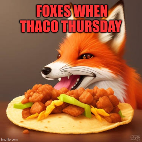 Fox facts | FOXES WHEN THACO THURSDAY | image tagged in facts,about foxes,eating tacos | made w/ Imgflip meme maker