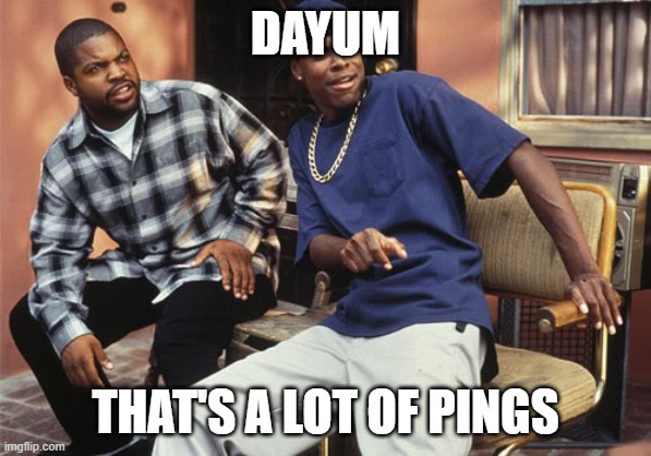 Dayum | DAYUM THAT'S A LOT OF PINGS | image tagged in dayum | made w/ Imgflip meme maker