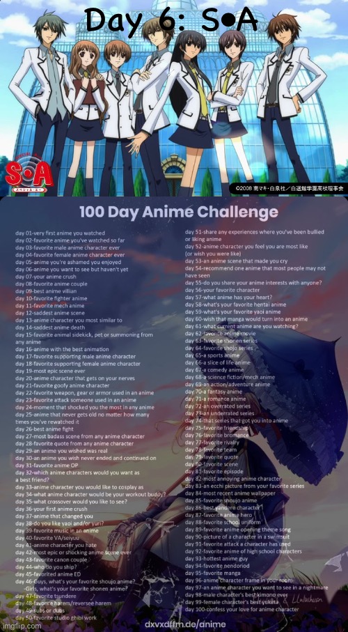 holy crap i never remember this lol | Day 6: S•A | image tagged in 100 day anime challenge | made w/ Imgflip meme maker