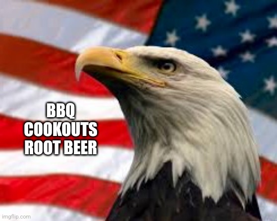 ROOT BEER | BBQ
COOKOUTS
ROOT BEER | image tagged in murica patriotic eagle | made w/ Imgflip meme maker