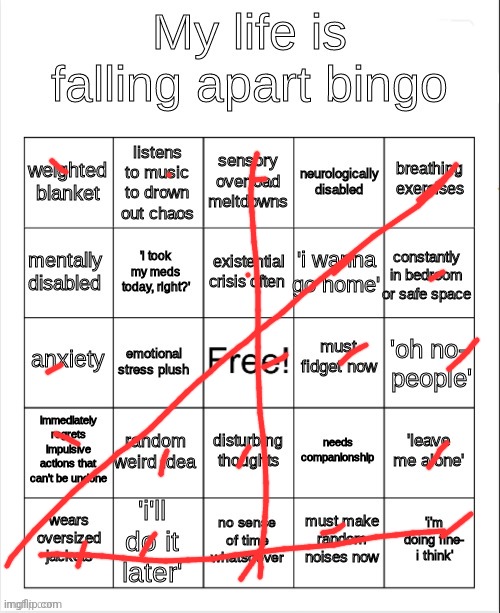 oh- | image tagged in my life is falling apart bingo | made w/ Imgflip meme maker