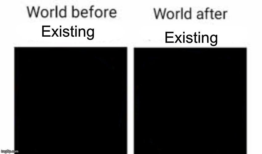 Wa A | Existing; Existing | image tagged in the world before x and after x | made w/ Imgflip meme maker