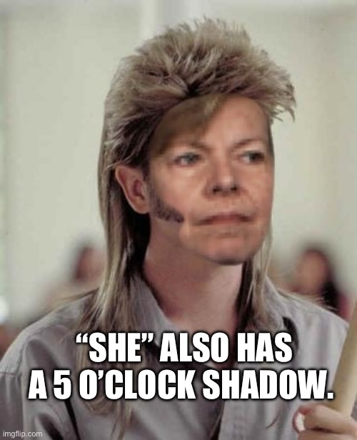 “SHE” ALSO HAS A 5 O’CLOCK SHADOW. | made w/ Imgflip meme maker