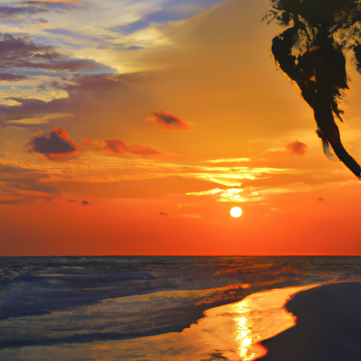 Sunset over a tropical beach Blank Meme Template