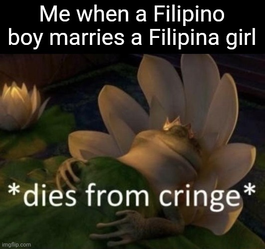 I strongly disapprove Filipino men dating/marrying Filipina girls as a Filipino myself | Me when a Filipino boy marries a Filipina girl | image tagged in dies from cringe,memes,philippines,marriage,girls,ugly | made w/ Imgflip meme maker