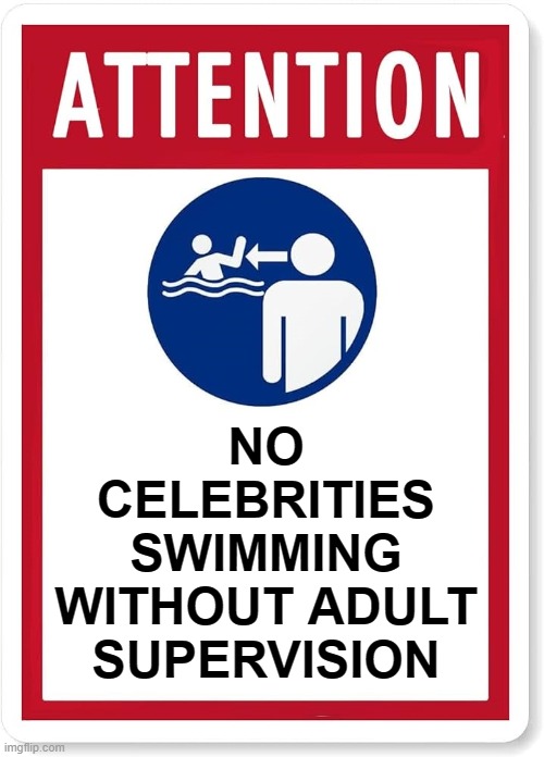 To be installed on all pools in Hollywood | NO CELEBRITIES SWIMMING WITHOUT ADULT SUPERVISION | image tagged in memes,hollywood,los angeles,swimming,swimming pool | made w/ Imgflip meme maker