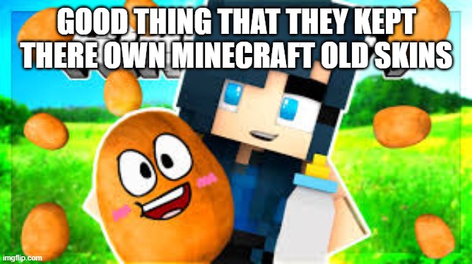 My Meme | GOOD THING THAT THEY KEPT THERE OWN MINECRAFT OLD SKINS | image tagged in my meme | made w/ Imgflip meme maker