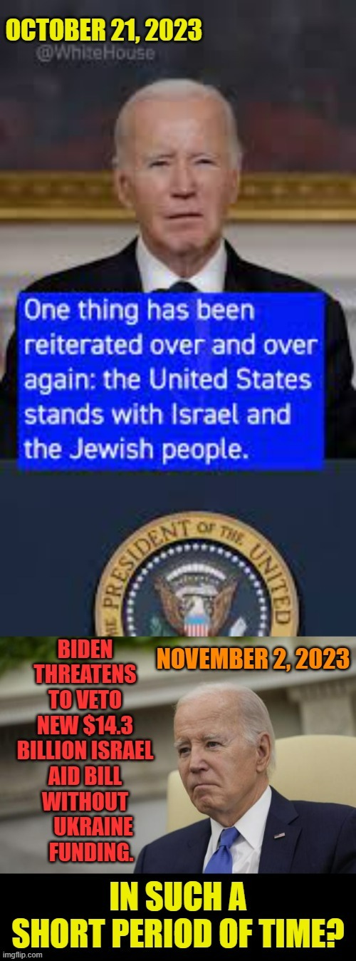 You Really Have To Wonder What Happened | image tagged in memes,joe biden,support,israel,help,veto | made w/ Imgflip meme maker