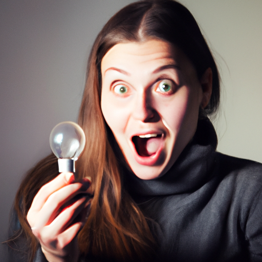 picture of a surprised-looking person holding a lit lightbulb Blank Meme Template