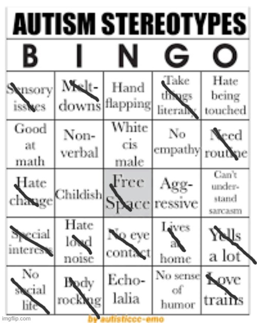 autism stereotypes bingo | image tagged in autism stereotypes bingo | made w/ Imgflip meme maker