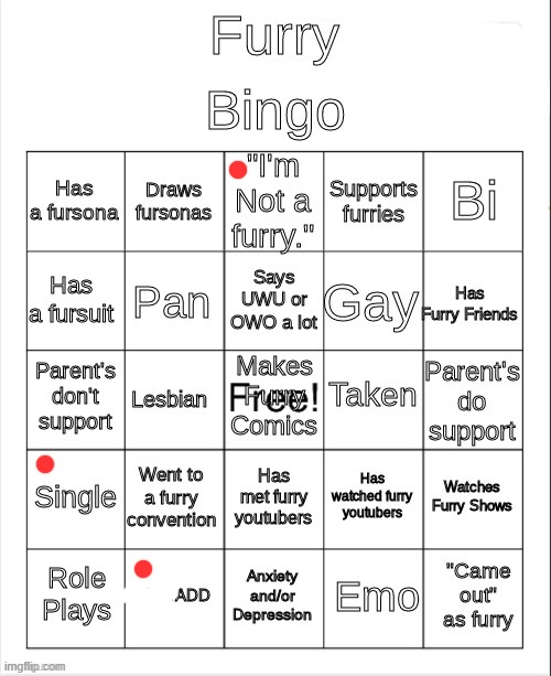 im not a furry | image tagged in furry bingo | made w/ Imgflip meme maker