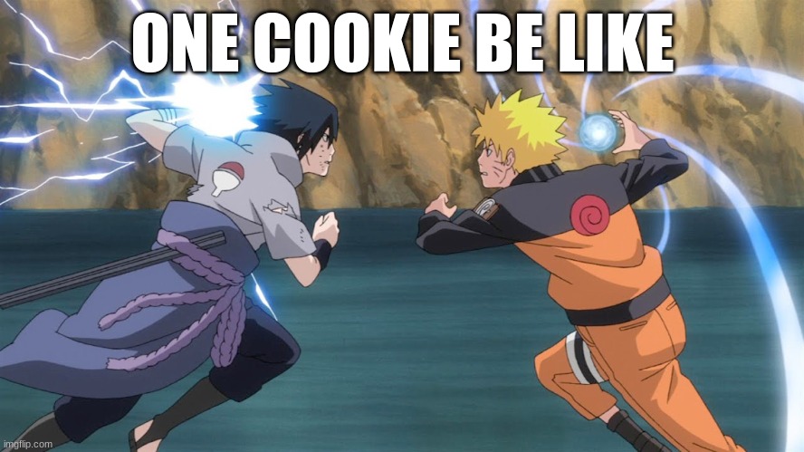 Naruto Sasuke | ONE COOKIE BE LIKE | image tagged in naruto sasuke | made w/ Imgflip meme maker