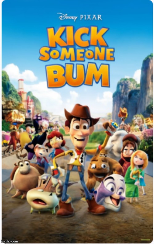 i asked ai to make a let's kick someone's bum movie poster | image tagged in hmm | made w/ Imgflip meme maker