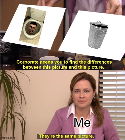 It's official. Skibidi Toilet is hated now, and we could all agree. | Me | image tagged in memes,they're the same picture,skibidi toilet | made w/ Imgflip meme maker