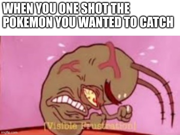 angry | WHEN YOU ONE SHOT THE POKEMON YOU WANTED TO CATCH | image tagged in pokemon,cringin plankton / visible frustation | made w/ Imgflip meme maker