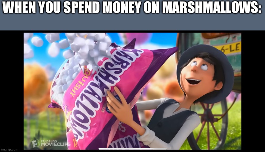 Mmm… marshmallows… | WHEN YOU SPEND MONEY ON MARSHMALLOWS: | image tagged in funny | made w/ Imgflip meme maker