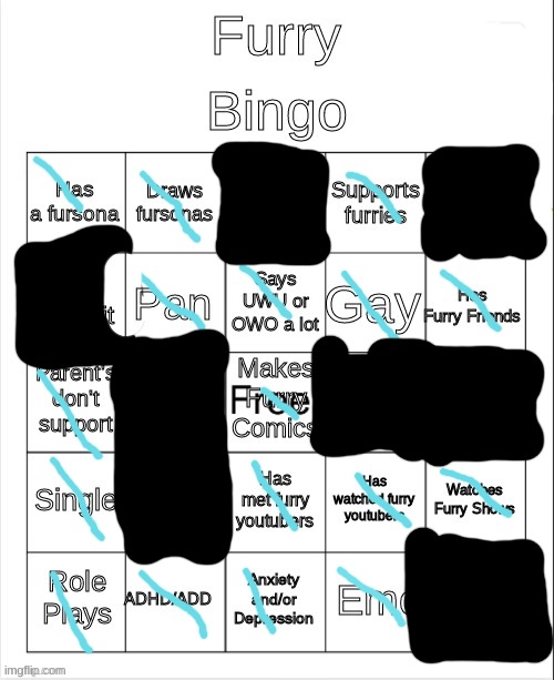 My furry bingo card!! OwO | image tagged in furry bingo | made w/ Imgflip meme maker
