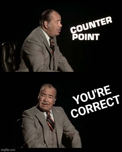 Point Counter Point | YOU'RE CORRECT | image tagged in point counter point | made w/ Imgflip meme maker