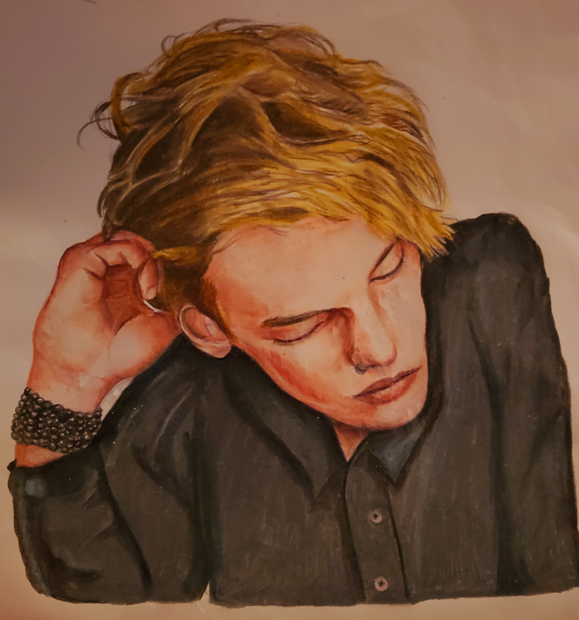 Jamie Campbell Bower drawing Blank Meme Template