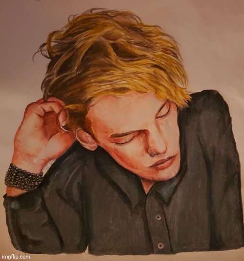 Jamie Campbell-Bower drawing | image tagged in drawing,art,stranger things,rockstar,model,netflix | made w/ Imgflip meme maker