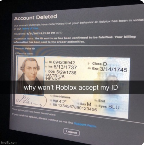 Roblox faulty ID | image tagged in banned from roblox,roblox | made w/ Imgflip meme maker