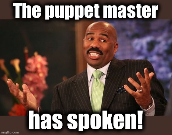 The puppet master has spoken! | image tagged in memes,steve harvey | made w/ Imgflip meme maker