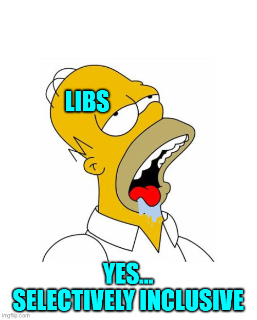 Homer Simpson Drooling | LIBS YES... SELECTIVELY INCLUSIVE | image tagged in homer simpson drooling | made w/ Imgflip meme maker