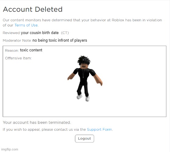 I found Pink3loving's Roblox account - Imgflip