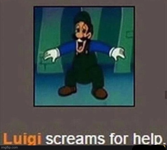 Luigi screams for help | image tagged in luigi screams for help | made w/ Imgflip meme maker