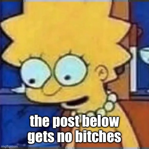 Lisa Simpson Looking Down | the post below gets no bitches | image tagged in lisa simpson looking down | made w/ Imgflip meme maker