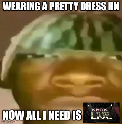 shitpost | WEARING A PRETTY DRESS RN; NOW ALL I NEED IS | image tagged in shitpost | made w/ Imgflip meme maker