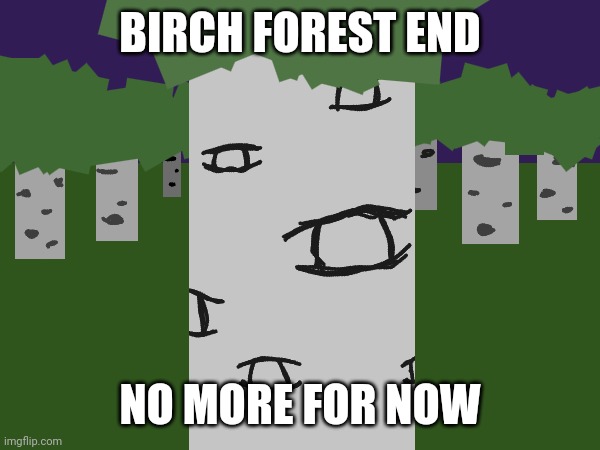 BIRCH FOREST END; NO MORE FOR NOW | made w/ Imgflip meme maker