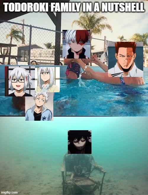 Mother Ignoring Kid Drowning In A Pool | TODOROKI FAMILY IN A NUTSHELL | image tagged in mother ignoring kid drowning in a pool | made w/ Imgflip meme maker