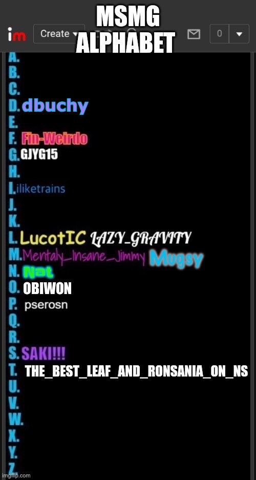 msmg alphabet | dbuchy | made w/ Imgflip meme maker